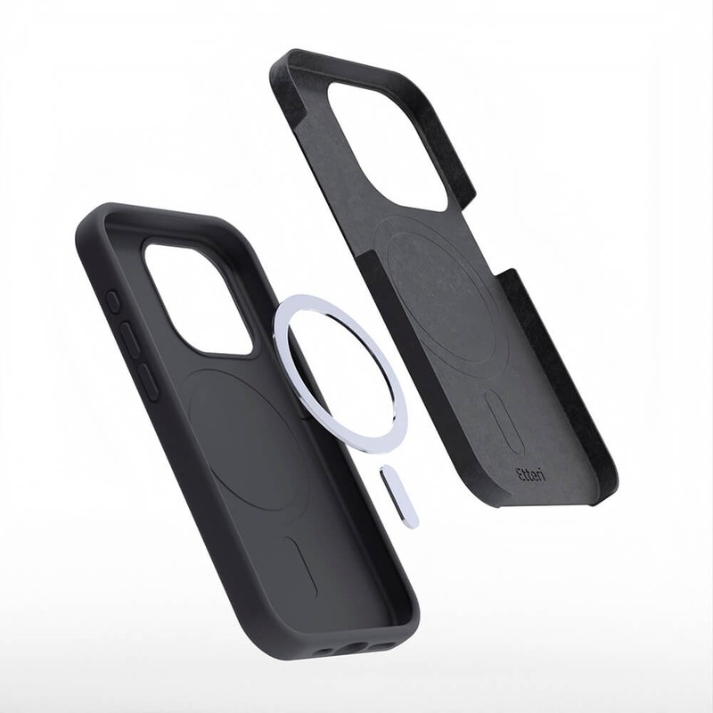 Husa Etteri Silicone Mag pentru iPhone 16 Pro, Carcasa magnetica, Negru