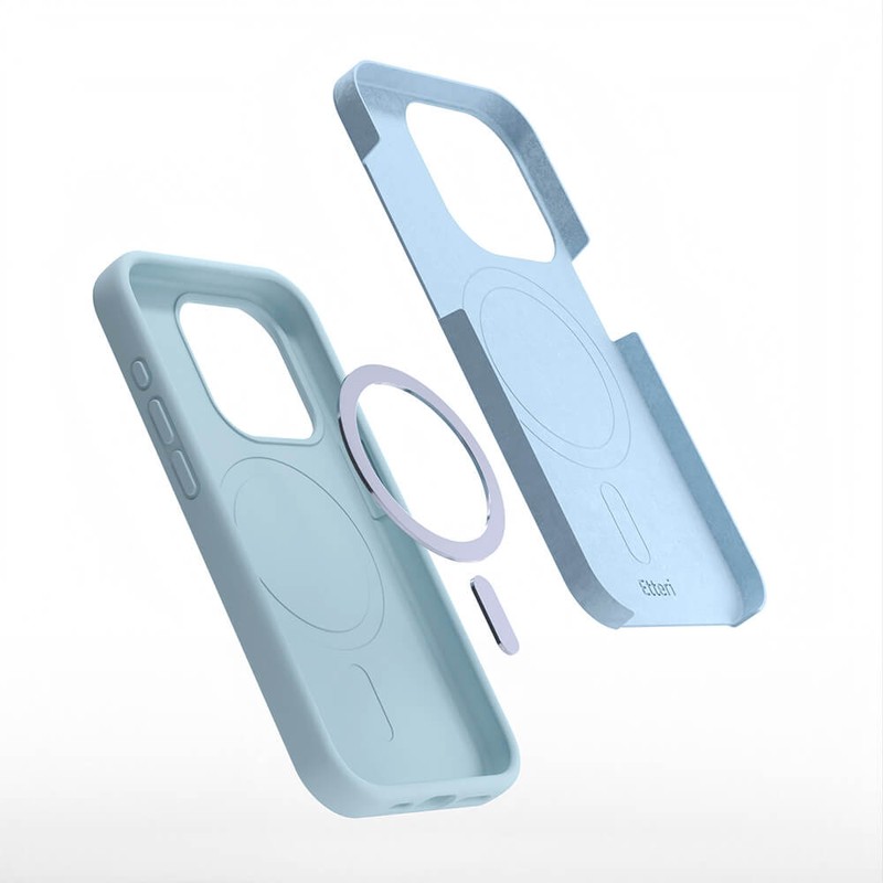 Husa Etteri Silicone Mag pentru iPhone 15, Carcasa magnetica, Albastru