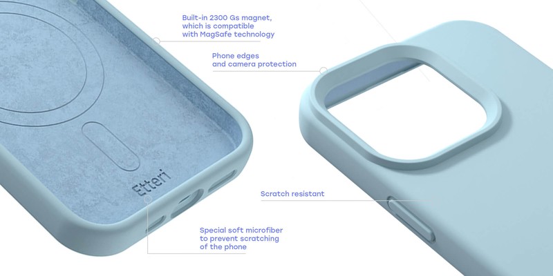 Husa Etteri Silicone Mag pentru iPhone 16 Pro Max, Carcasa magnetica, Albastru