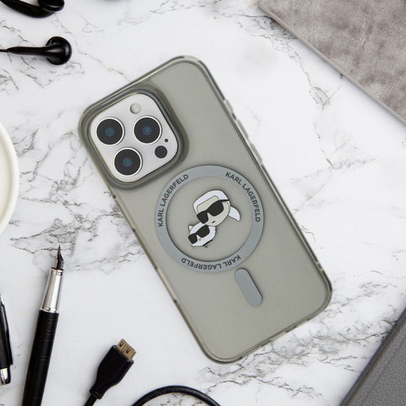 Husa Karl Lagerfeld Iml Metal Karl Head pentru iPhone 16 Pro, Carcasa magnetica, Negru