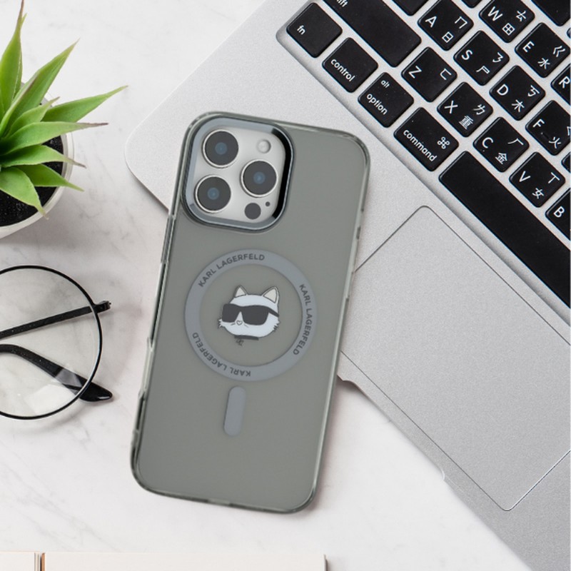 Husa Karl Lagerfeld Iml Metal Karl Head pentru iPhone 16 Pro, Carcasa magnetica, Negru