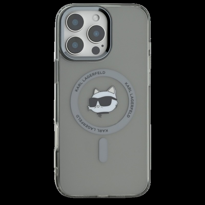 Husa Karl Lagerfeld Iml Metal Choupette pentru iPhone 16, Carcasa magnetica, Negru