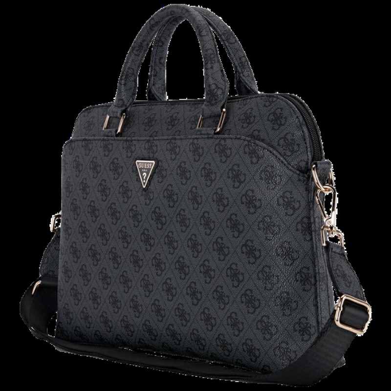 Husa laptop Guess 4G Zipper Pocket & Triangle Logo 15 inch, Negru