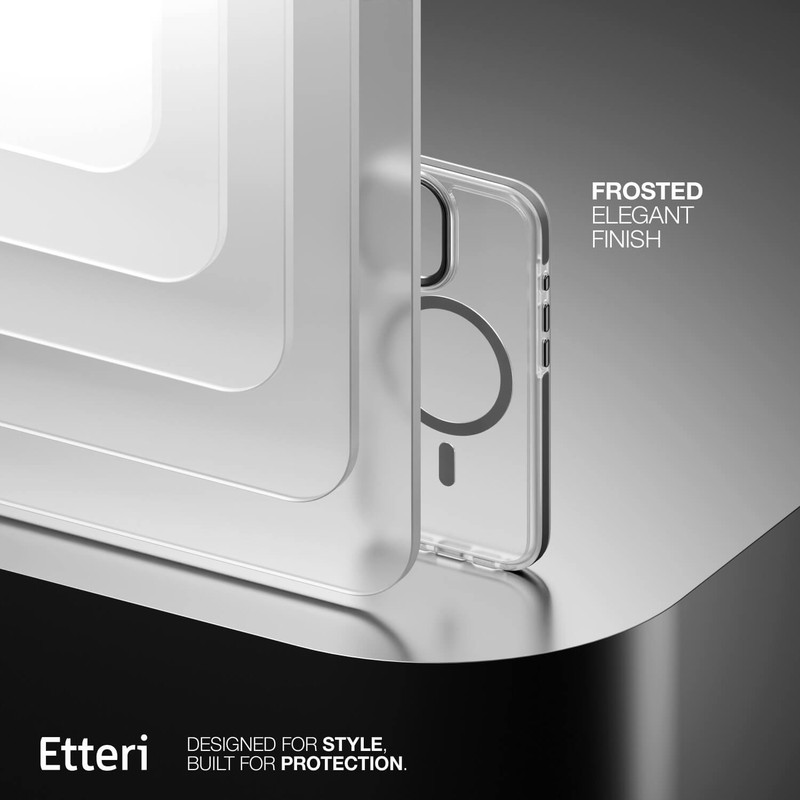 Husa Etteri Icy Mag pentru iPhone 17 Pro Max, Carcasa magnetica, protectie telefonica, marginile antiderapante, buton metalic, TPU (poliuretan termoplastic), PC, Negru