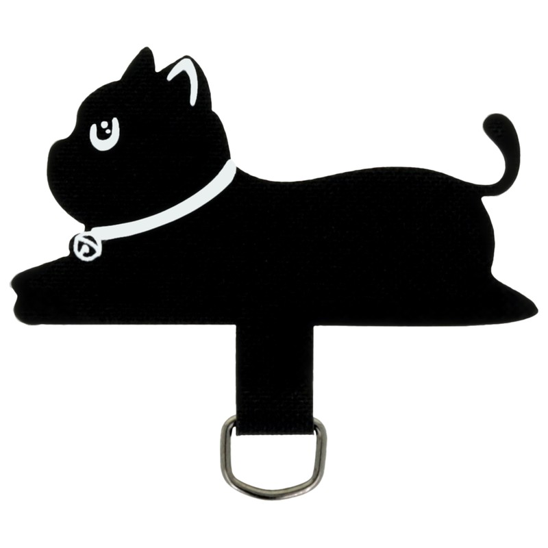 Ornament telefon cu design Cat, cu insertie din nailon sub carcasa husei, cu inel metalic de prindere exterior pentru atasarea la snur, lant sau curea si personalizare