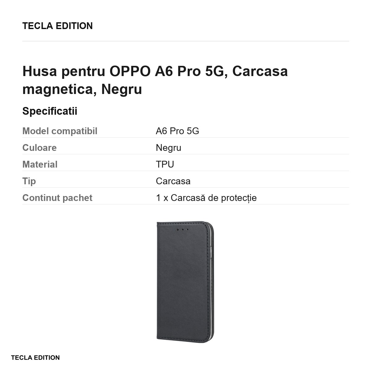 Husa Smart Magnetic pentru OPPO A6 Pro 5G, tip carte cu inchidere magnetica, Negru [2]