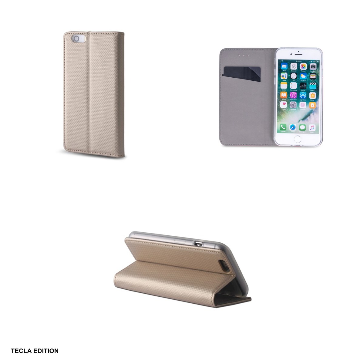 Husa Smart Magnet pentru OPPO A6 Pro 5G, tip carte cu inchidere magnetica, Auriu [3]