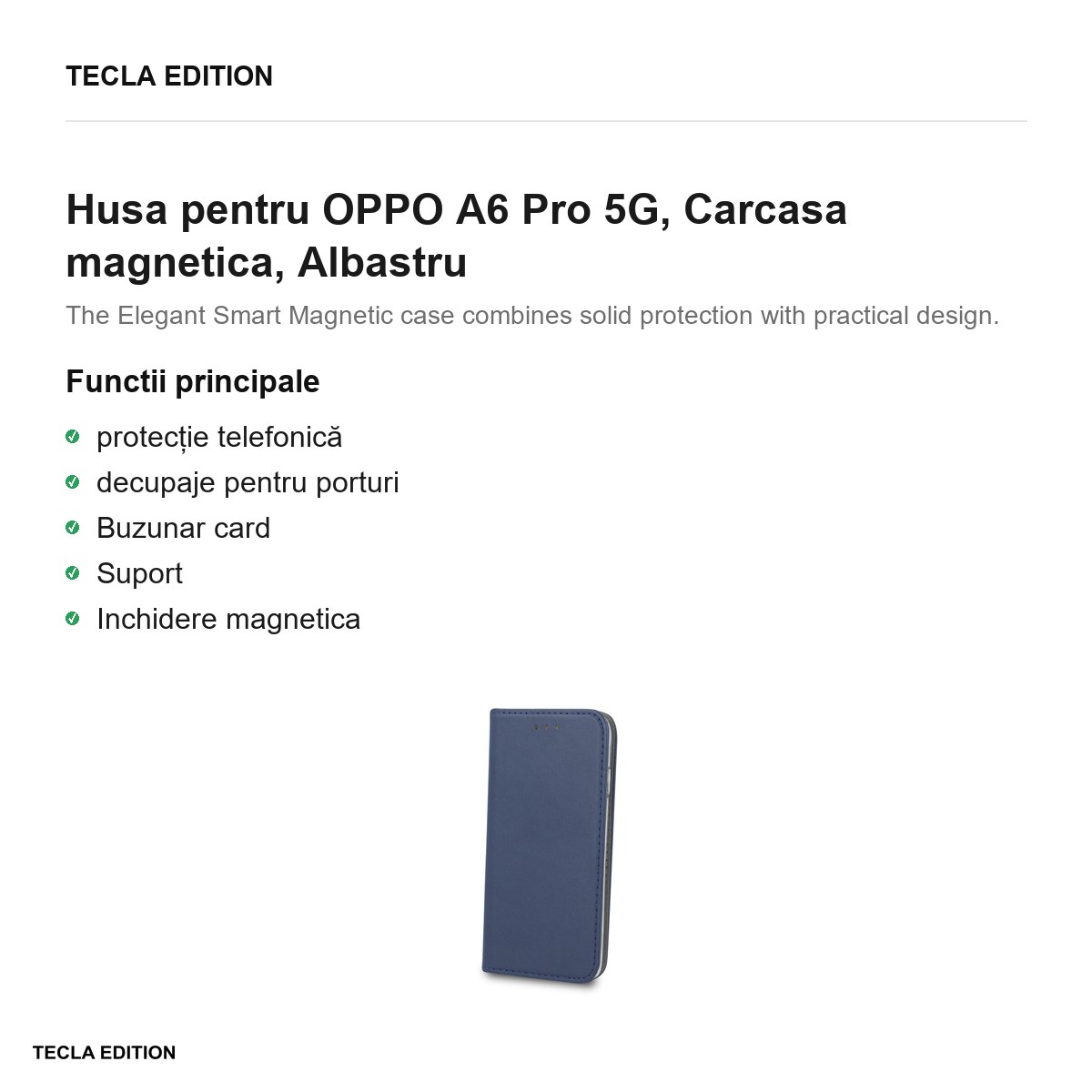 Husa Smart Magnetic pentru OPPO A6 Pro 5G, tip carte cu inchidere magnetica, Albastru [1]