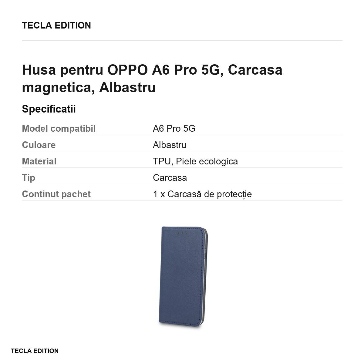 Husa Smart Magnetic pentru OPPO A6 Pro 5G, tip carte cu inchidere magnetica, Albastru [2]