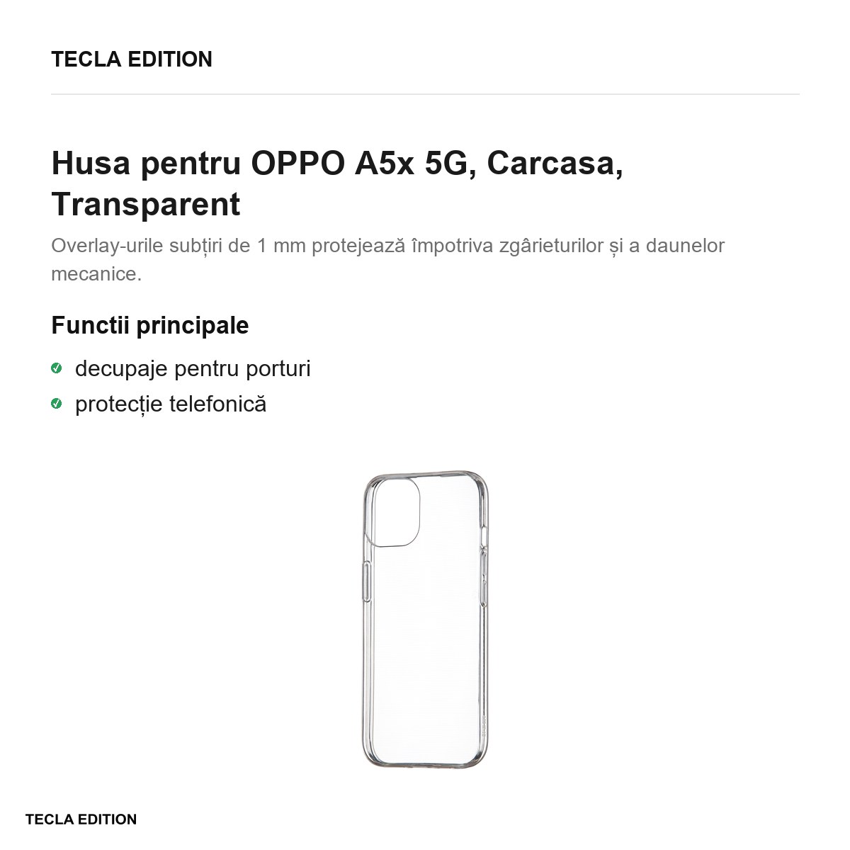 Husa Slim 1 mm pentru OPPO A5x 5G, Carcasa, Transparent [1]