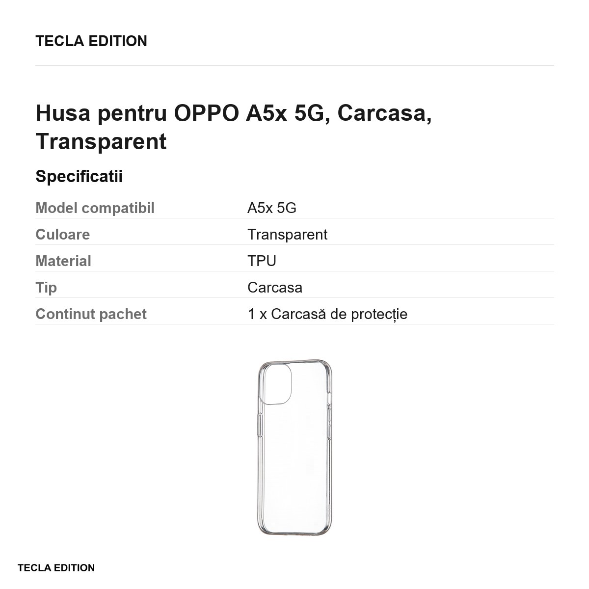 Husa Slim 1 mm pentru OPPO A5x 5G, Carcasa, Transparent [2]