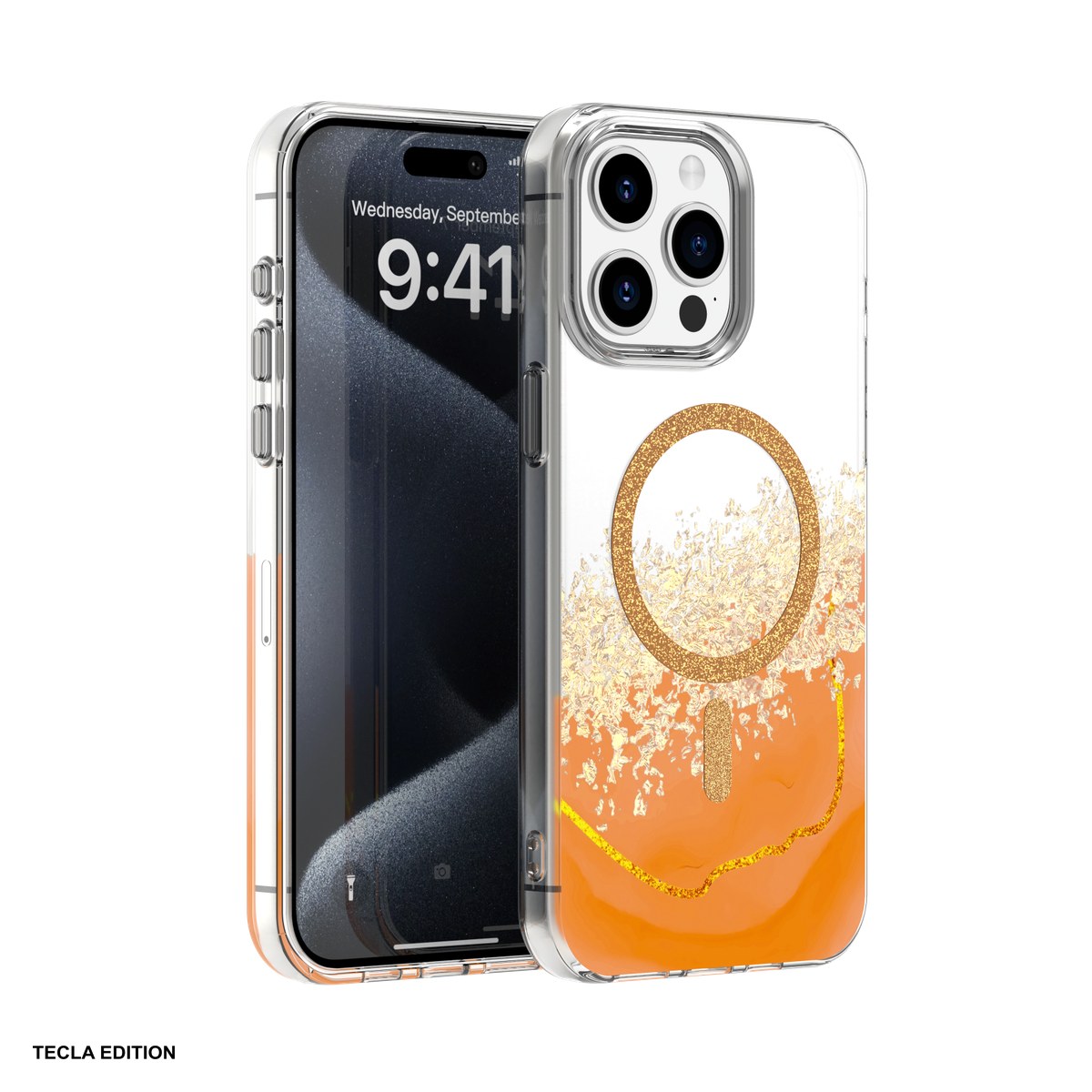 Huse si protectii smartphone - Husa Epoxy Mag pentru Apple iPhone 15 Pro, Carcasa magnetica, Portocaliu