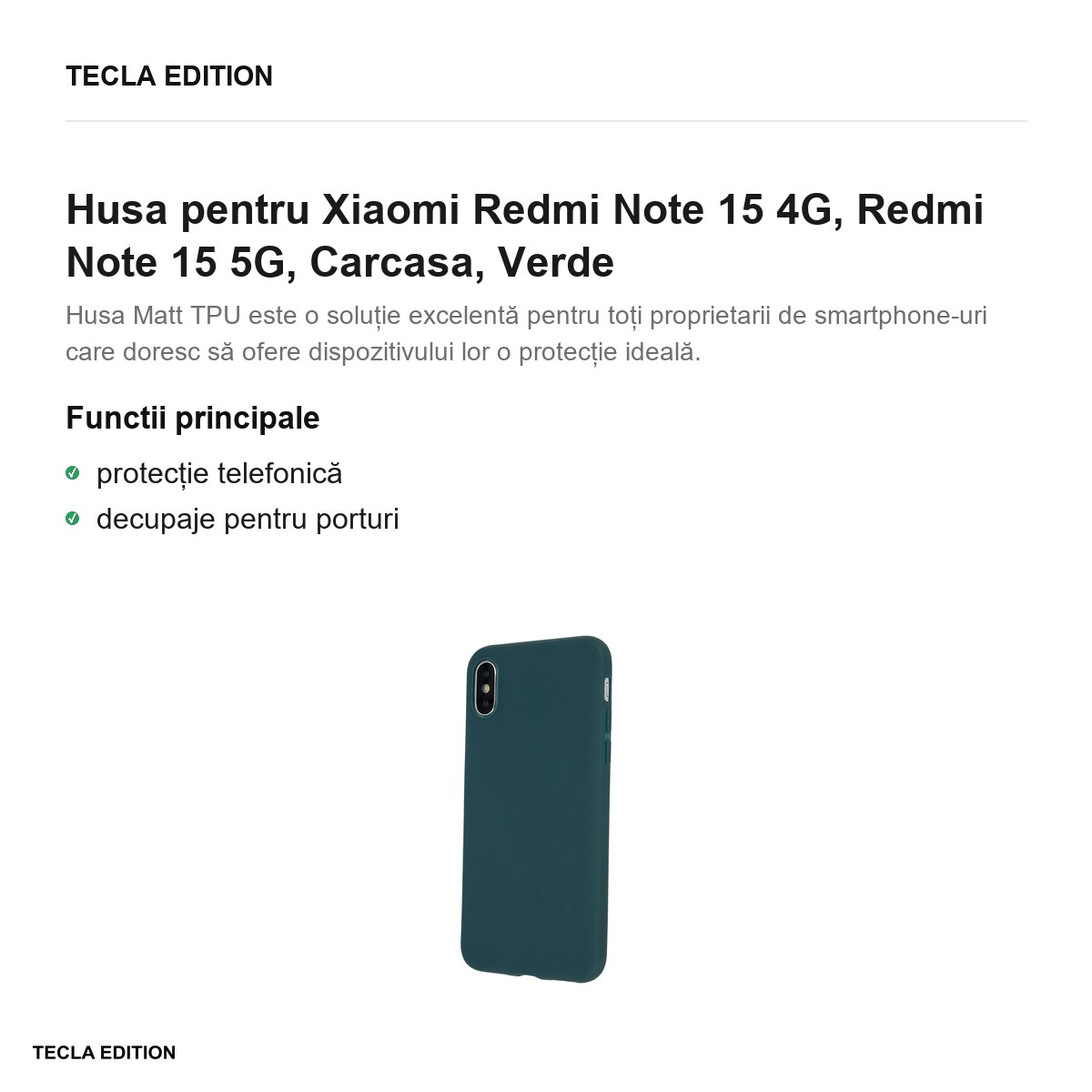 Husa Matt TPU forest pentru Xiaomi Redmi Note 15 4G, Redmi Note 15 5G, Carcasa, Verde [1]