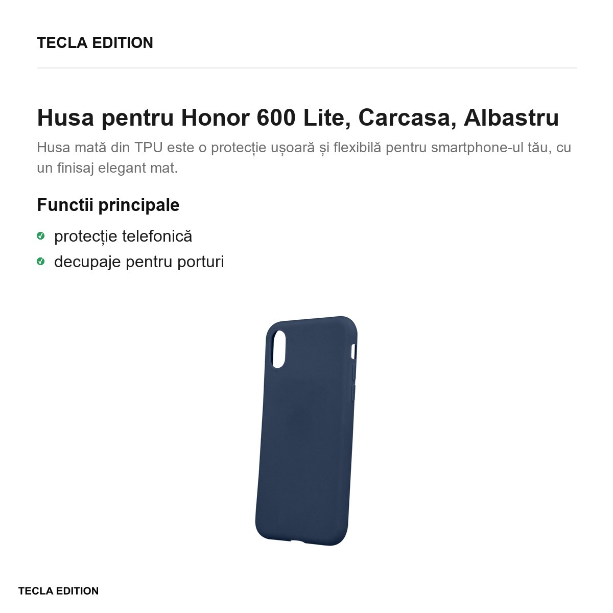 Husa Matt TPU pentru Honor 600 Lite, Carcasa, Albastru [1]