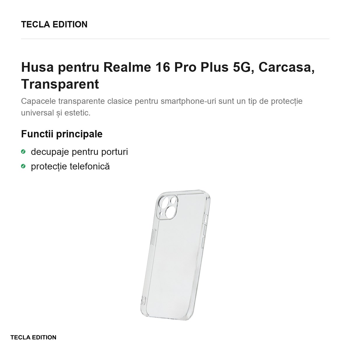 Husa Slim 2 mm pentru Realme 16 Pro Plus 5G, Carcasa, Transparent [1]