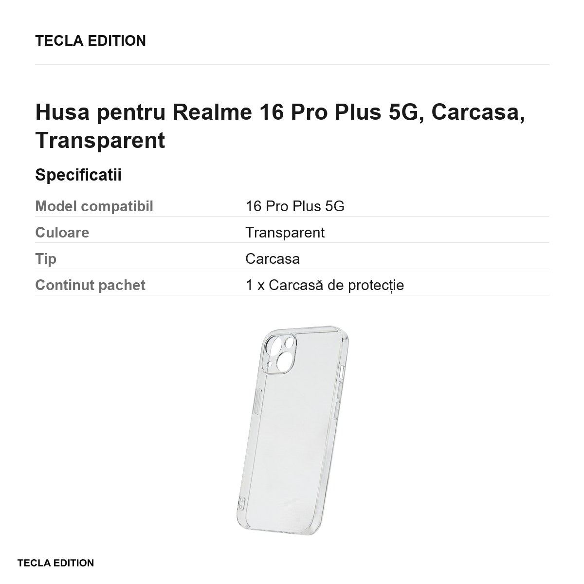 Husa Slim 2 mm pentru Realme 16 Pro Plus 5G, Carcasa, Transparent [2]