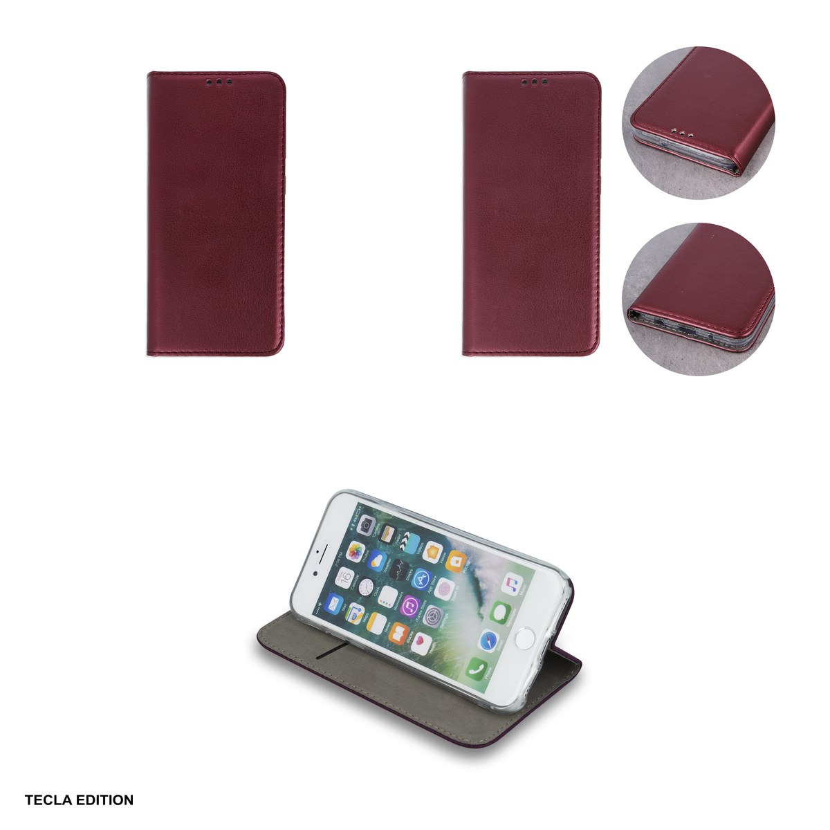 Husa Smart Magnetic pentru OPPO Reno 15FS, tip carte cu inchidere magnetica, Visiniu [3]