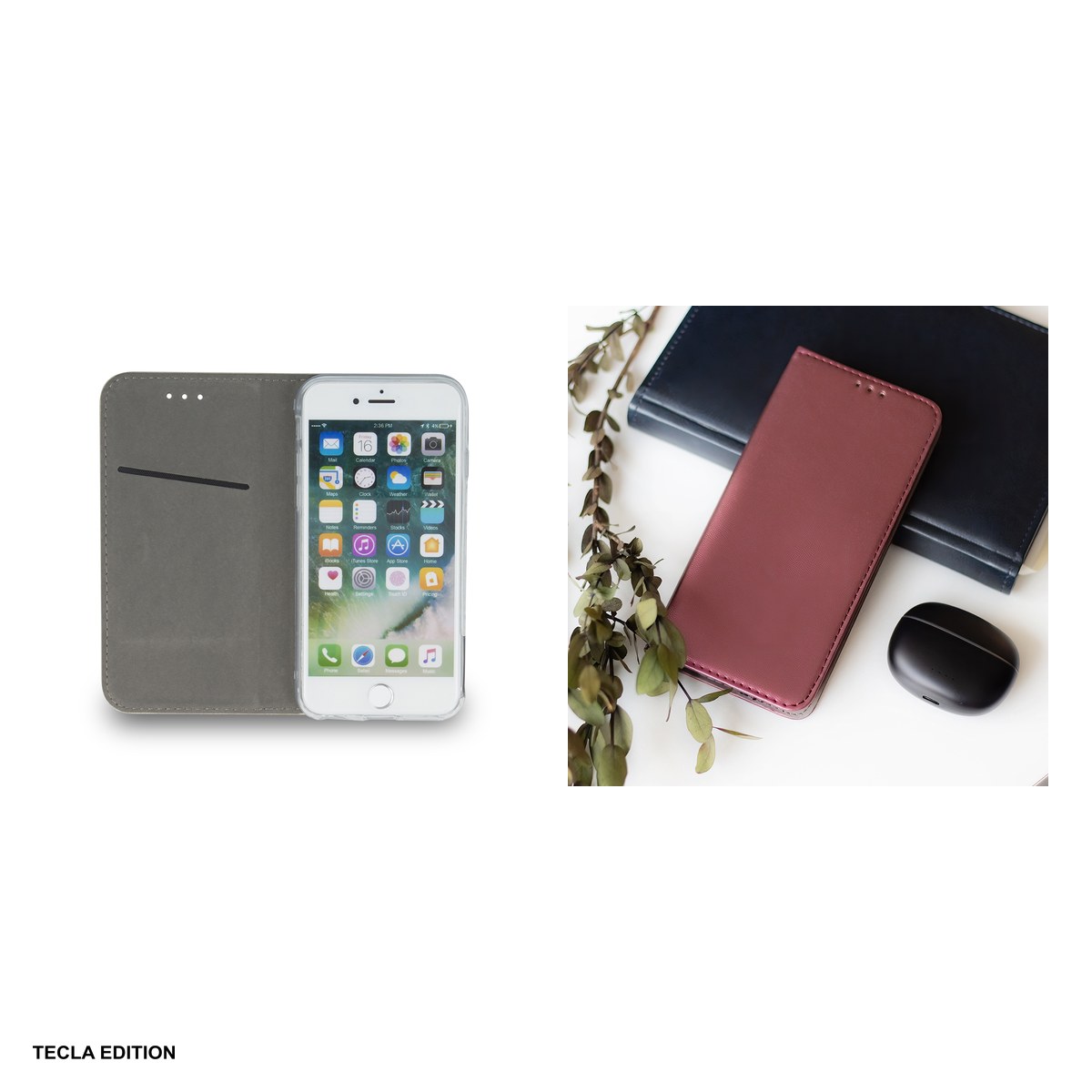 Husa Smart Magnetic pentru OPPO Reno 15FS, tip carte cu inchidere magnetica, Visiniu [4]