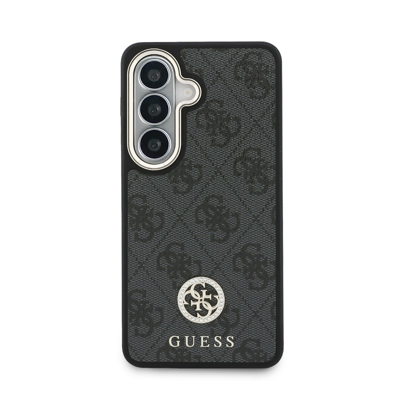 Husa Guess 4g Big Rhinestone Triangle Strap pentru Samsung Galaxy S26 Ultra, Carcasa magnetica, Negru