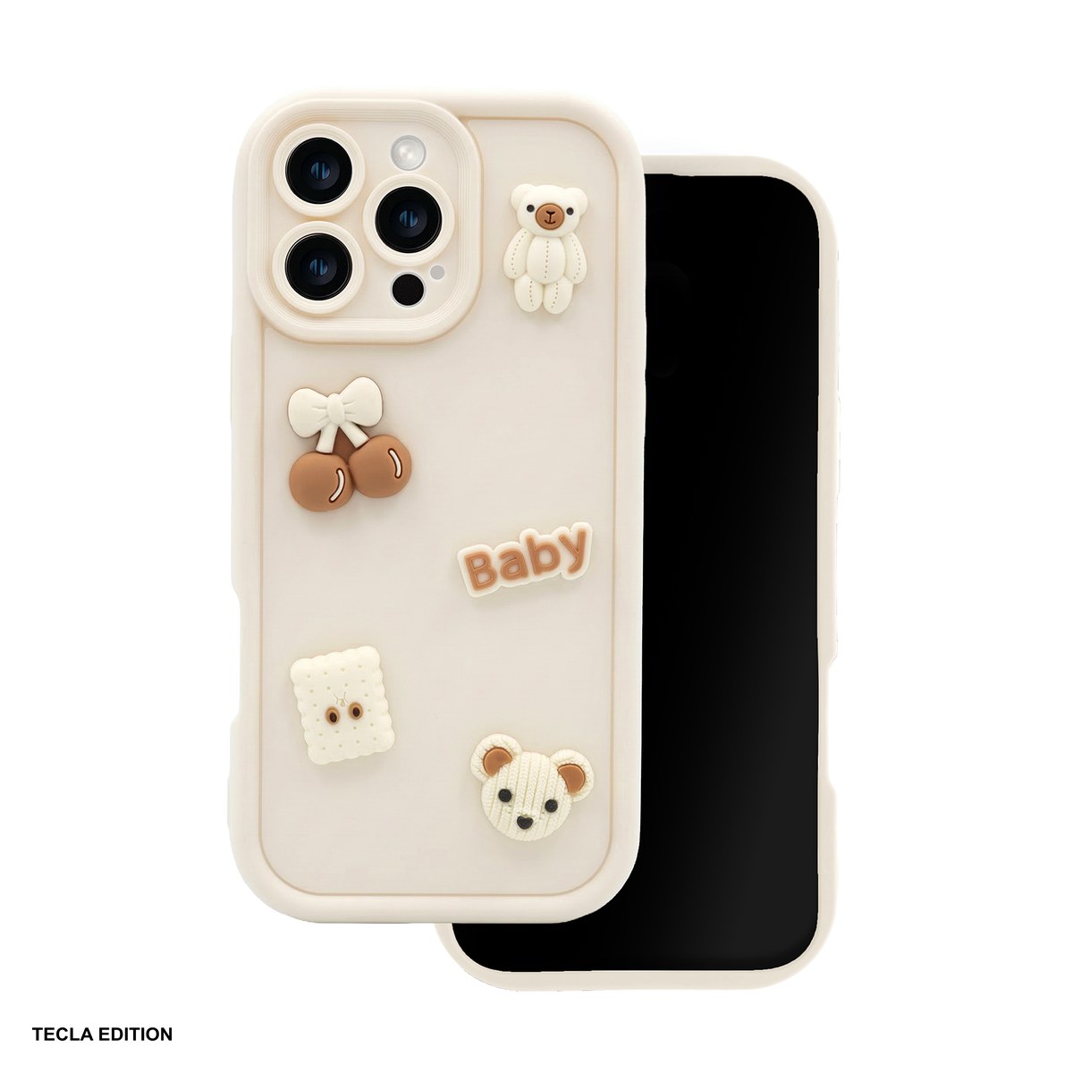 Huse si protectii smartphone - Husa Ultra Trendy 3D bear pentru Apple iPhone 15 Pro, Carcasa, Bej