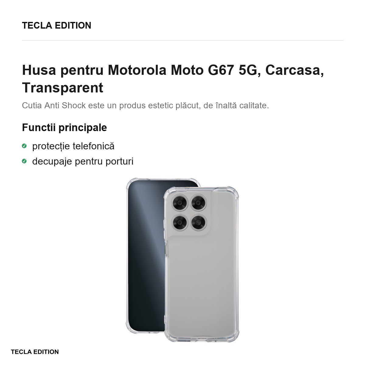Husa Anti Shock 1,5 mm pentru Motorola Moto G67 5G, Carcasa, Transparent [1]