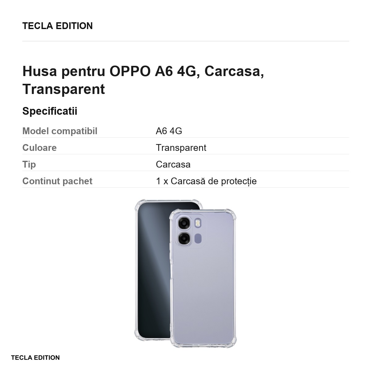 Husa Anti Shock 1,5 mm pentru OPPO A6 4G, Carcasa, Transparent [2]