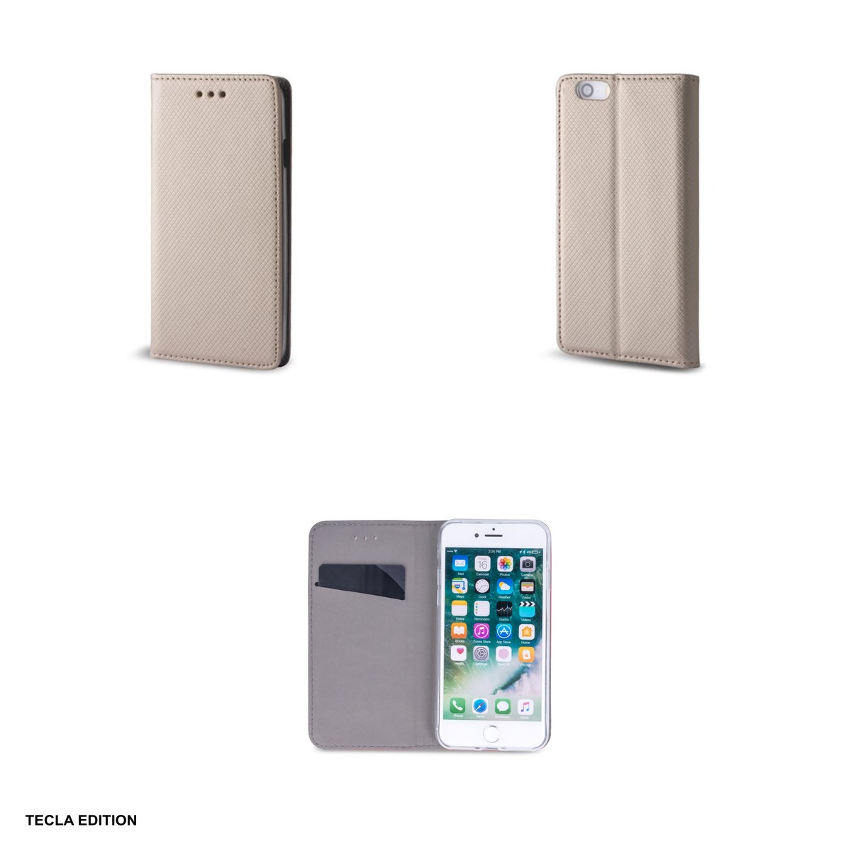 Husa Smart Magnet pentru OPPO A6 4G, tip carte, Auriu [3]