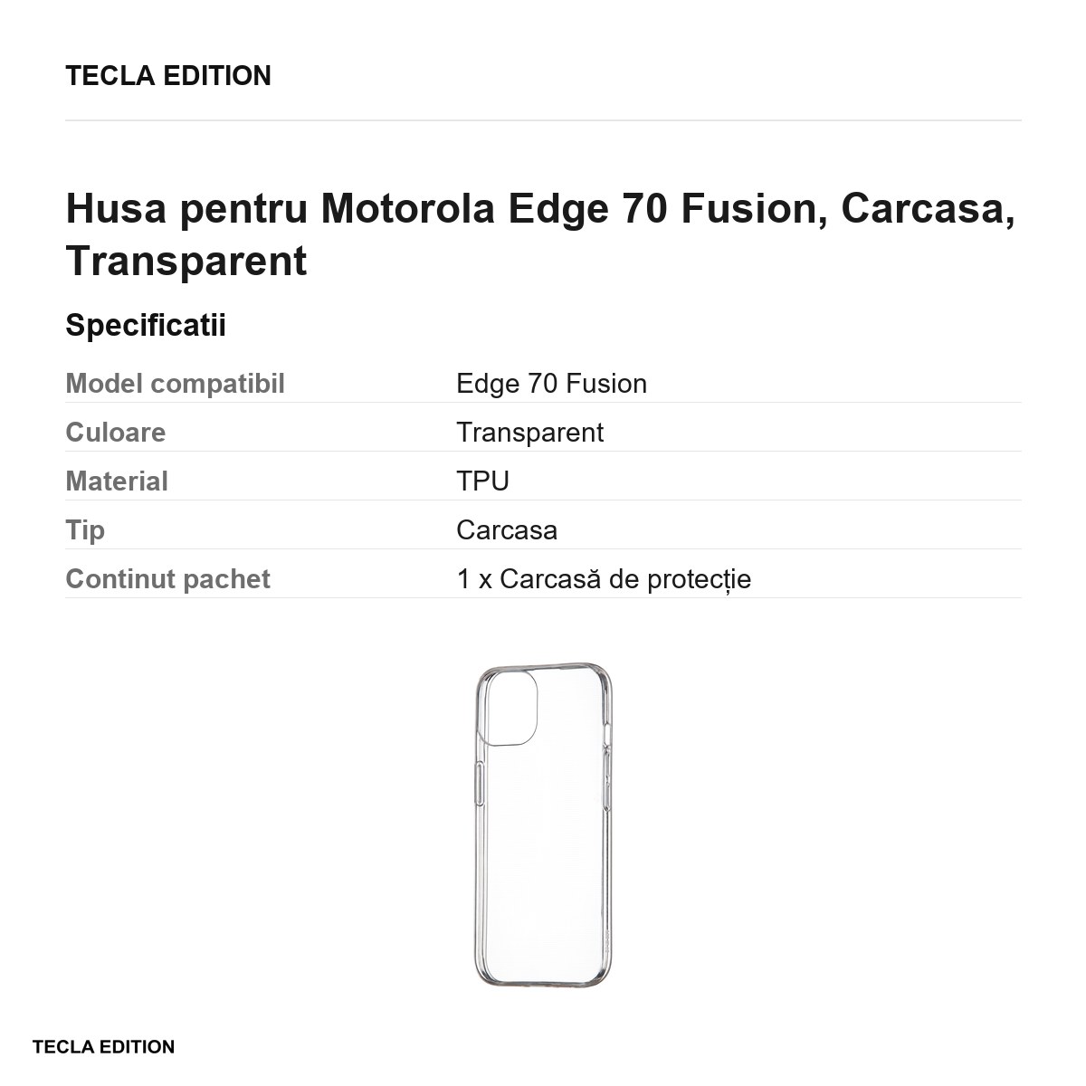 Husa Slim 1 mm Fusion pentru Motorola Edge 70 Fusion, Carcasa, Transparent [2]