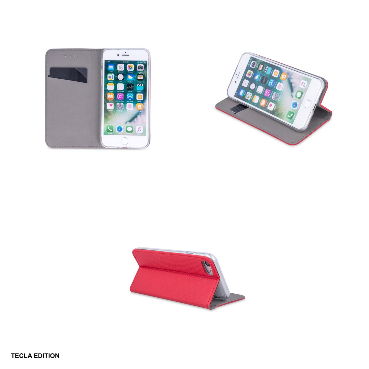 Husa Smart Magnet pentru Honor 600 Lite, tip carte cu inchidere magnetica, Rosu [3]