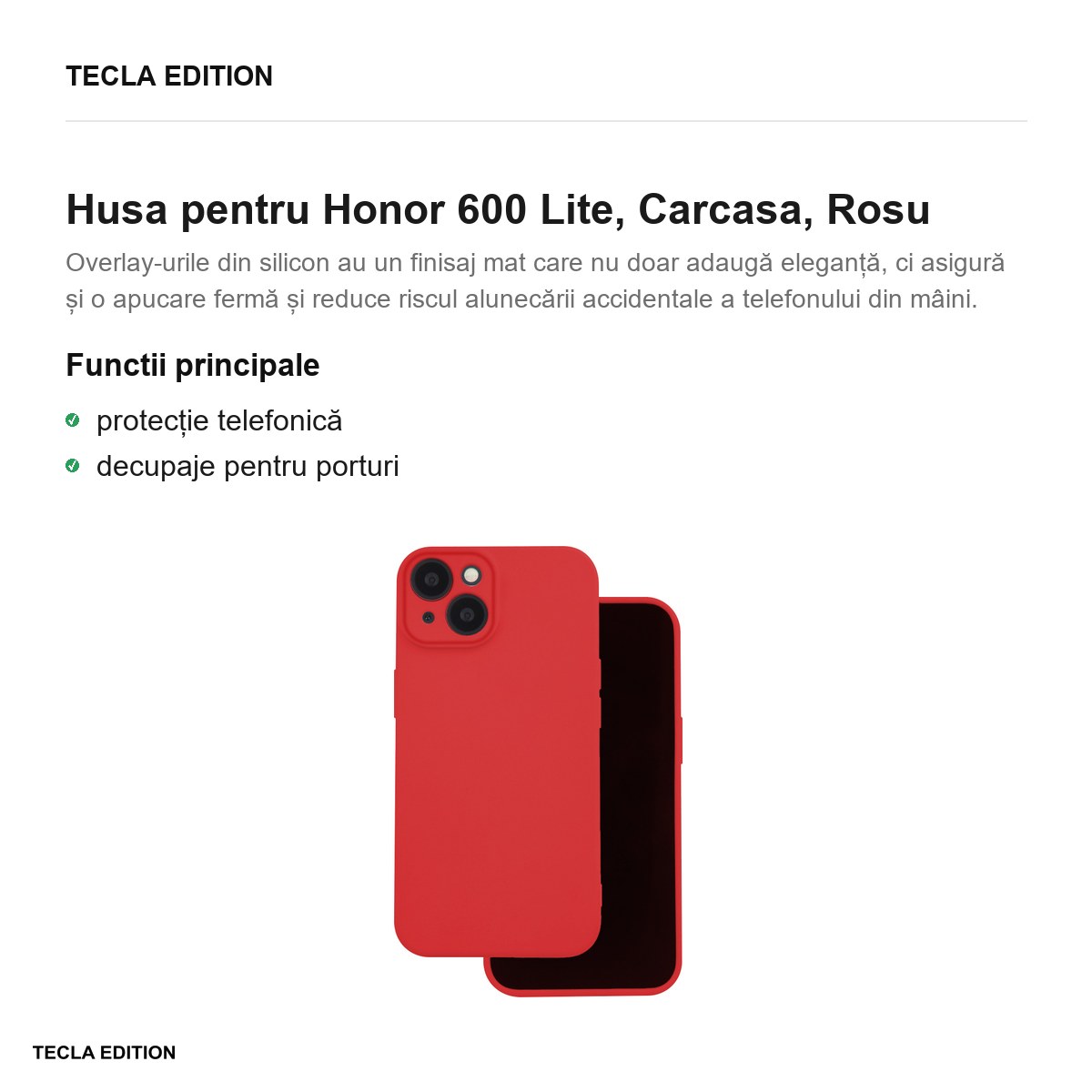 Husa Silicon pentru Honor 600 Lite, Carcasa, Rosu [1]