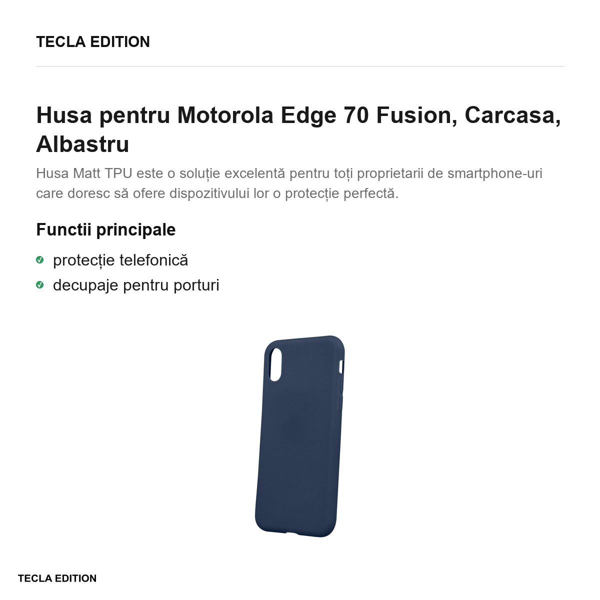 Husa Matt TPU Fusion pentru Motorola Edge 70 Fusion, Carcasa, Albastru [1]
