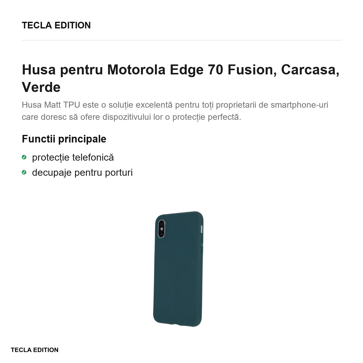 Husa Matt TPU Fusion forest pentru Motorola Edge 70 Fusion, Carcasa, Verde [1]