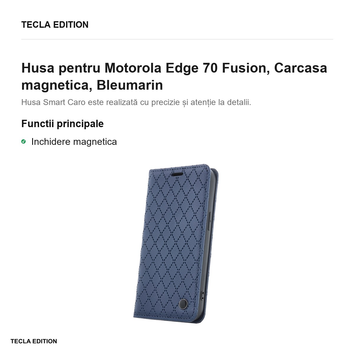 Husa Smart Caro Fusion pentru Motorola Edge 70 Fusion, tip carte cu inchidere magnetica, Bleumarin [1]