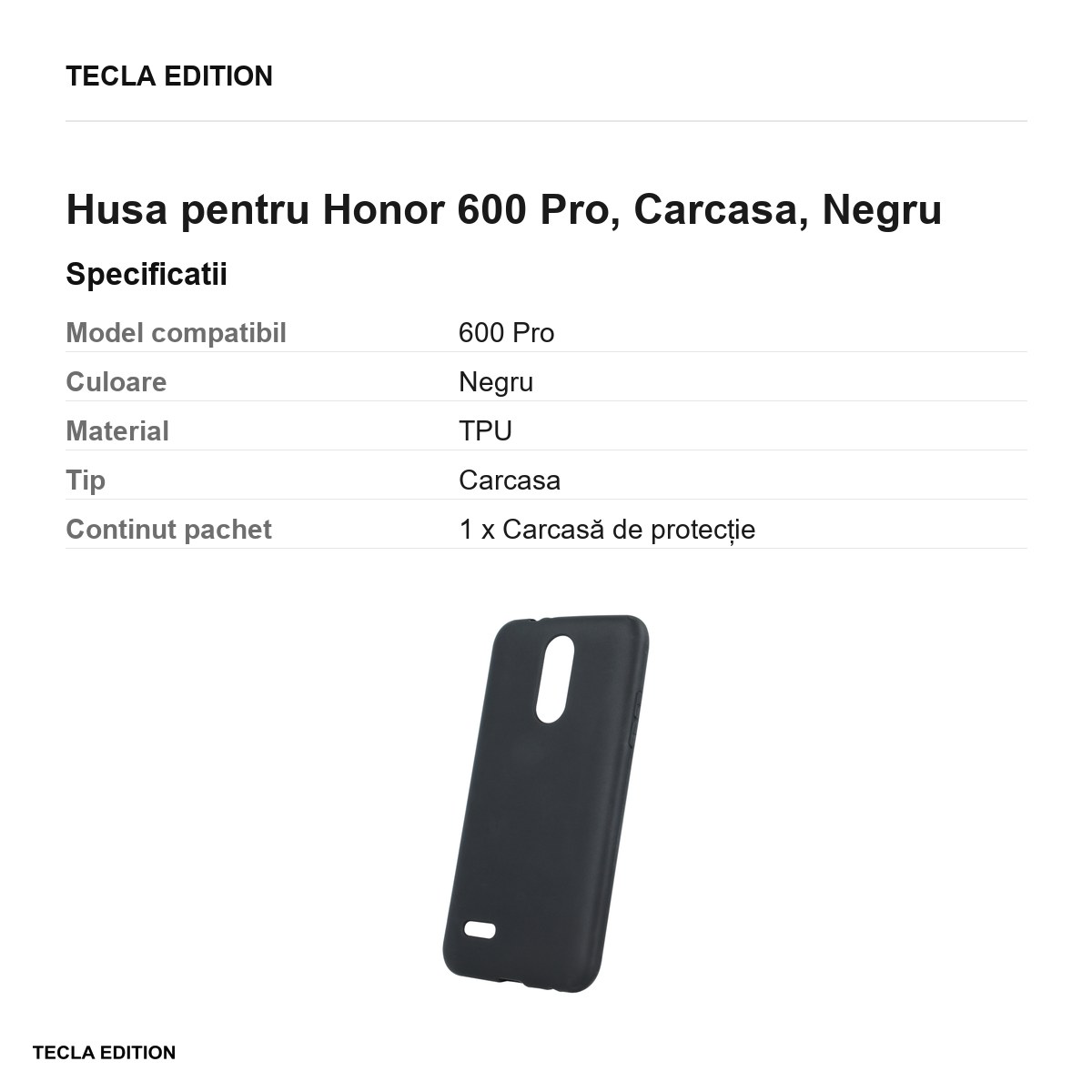 Husa Matt TPU pentru Honor 600 Pro, Carcasa, Negru [2]