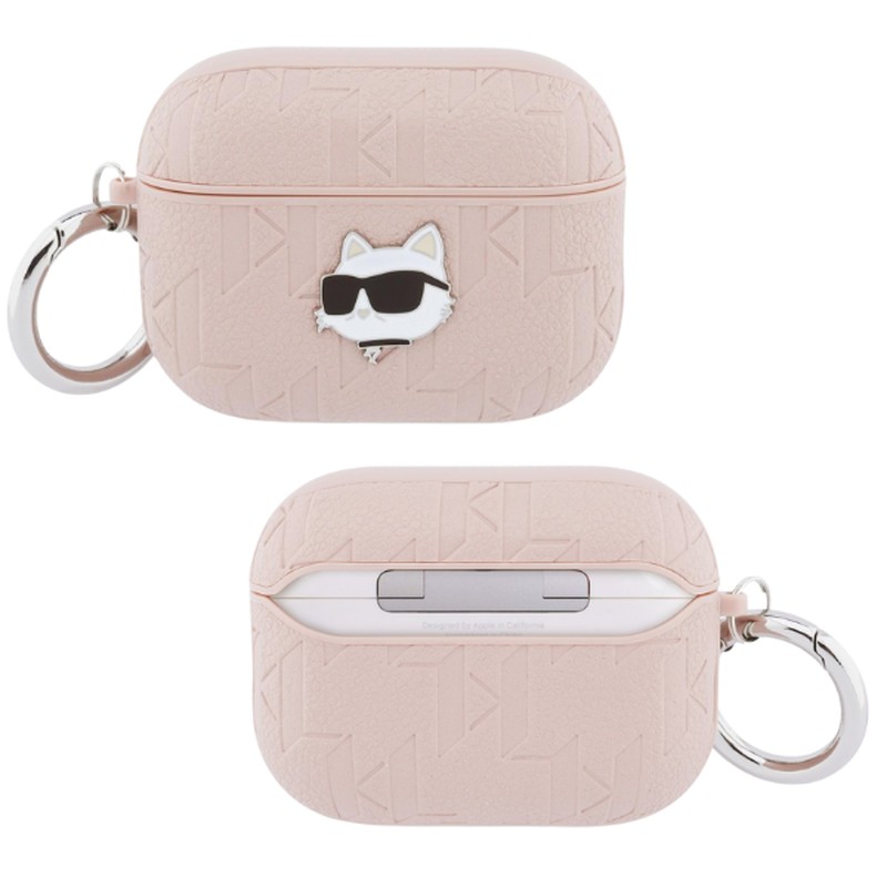 Husa casti Karl Lagerfeld Monogram Choupette Head pentru AirPods Pro 3, Roz