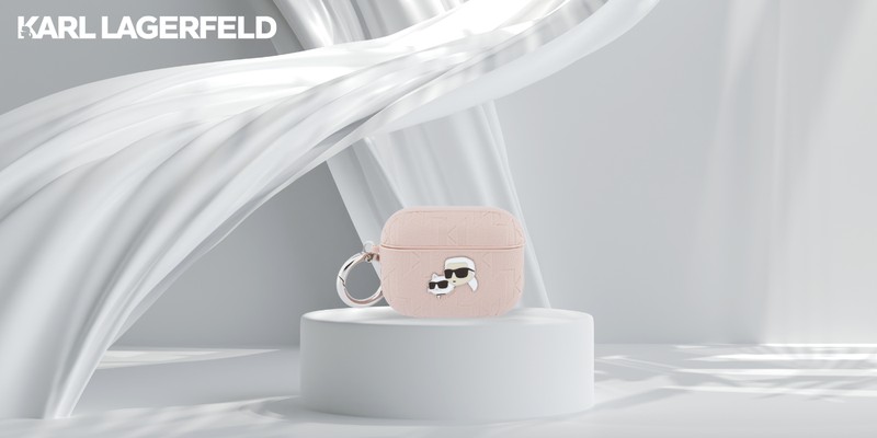 Husa casti Karl Lagerfeld Monogram Karl Head pentru AirPods Pro 3, Roz