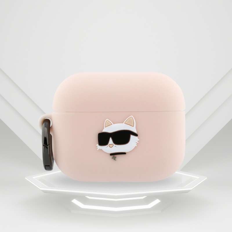 Husa casti Karl Lagerfeld Chaupette Head 3D pentru AirPods Pro 3, Roz