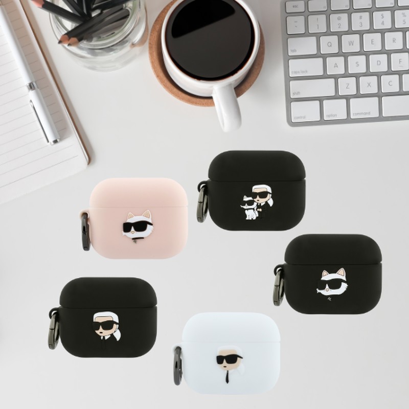 Husa casti Karl Lagerfeld Chaupette Head 3D pentru AirPods Pro 3, Roz
