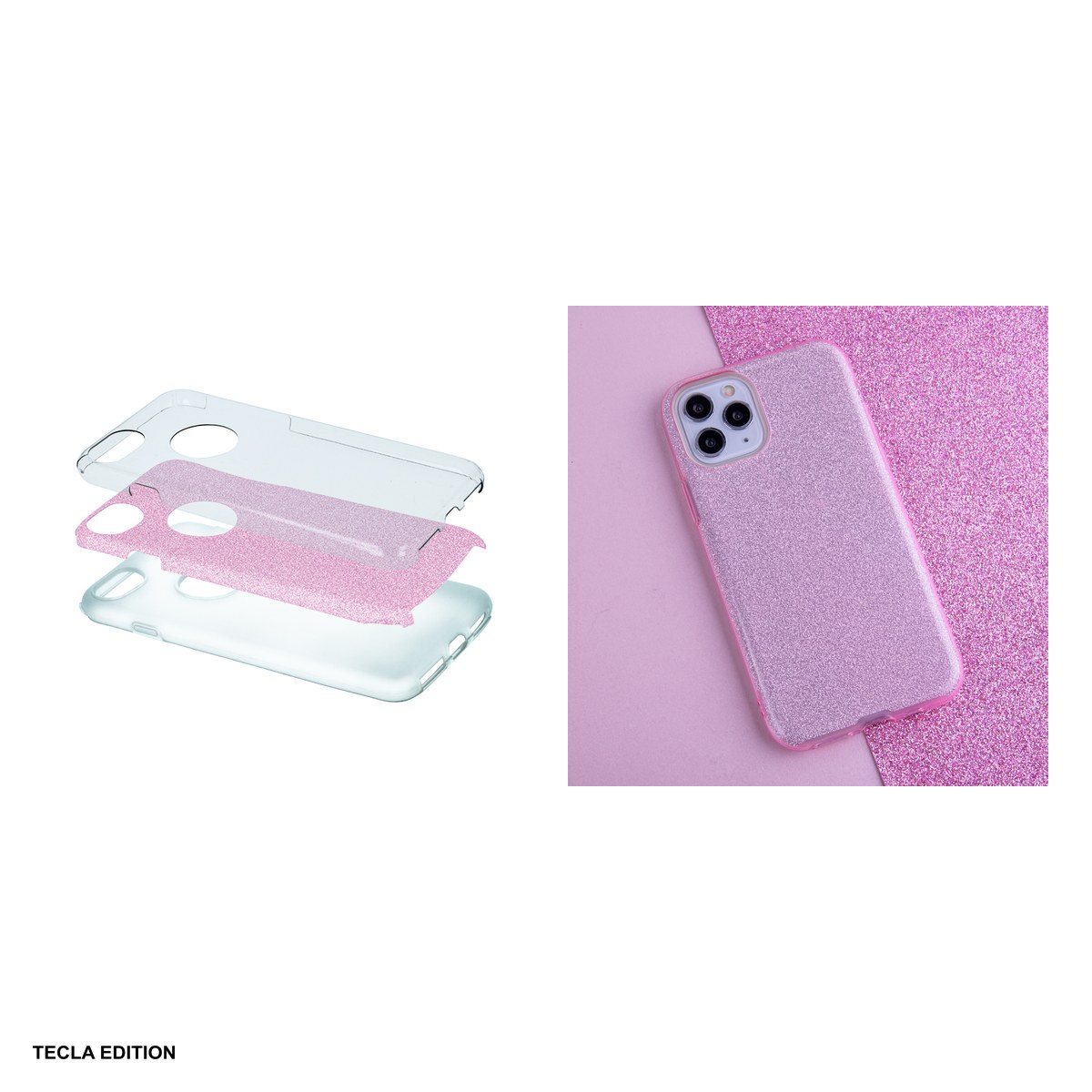Husa Glitter 3in1 pentru Apple iPhone 7, iPhone 8, iPhone SE 2020, iPhone SE 2022, Carcasa, Roz [4]