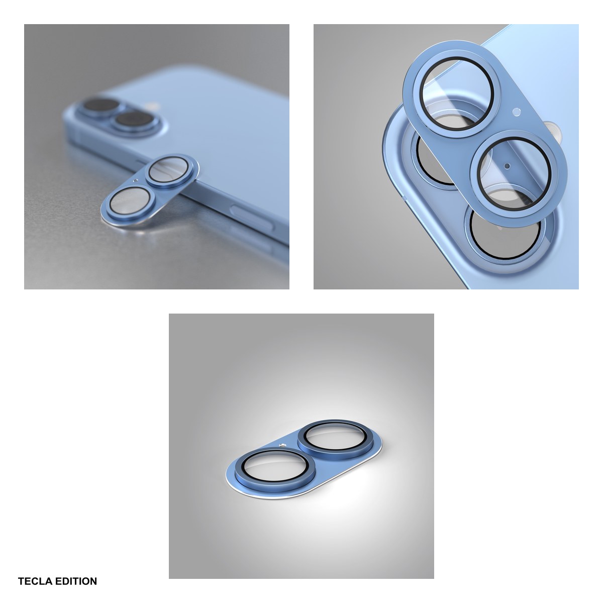 Folie protectie camera integrala Etteri, cu rama albastra, pentru Apple iPhone 17 [3]