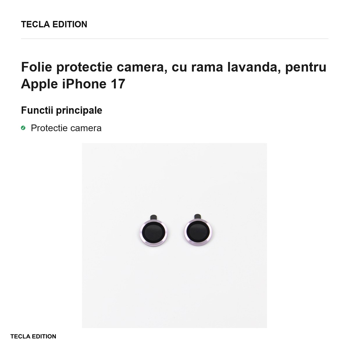 Folie protectie camera, cu rama lavanda, pentru Apple iPhone 17 [1]
