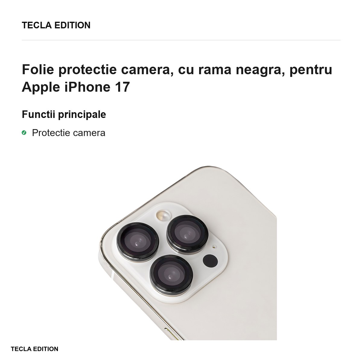 Folie protectie camera, cu rama neagra, pentru Apple iPhone 17 [1]