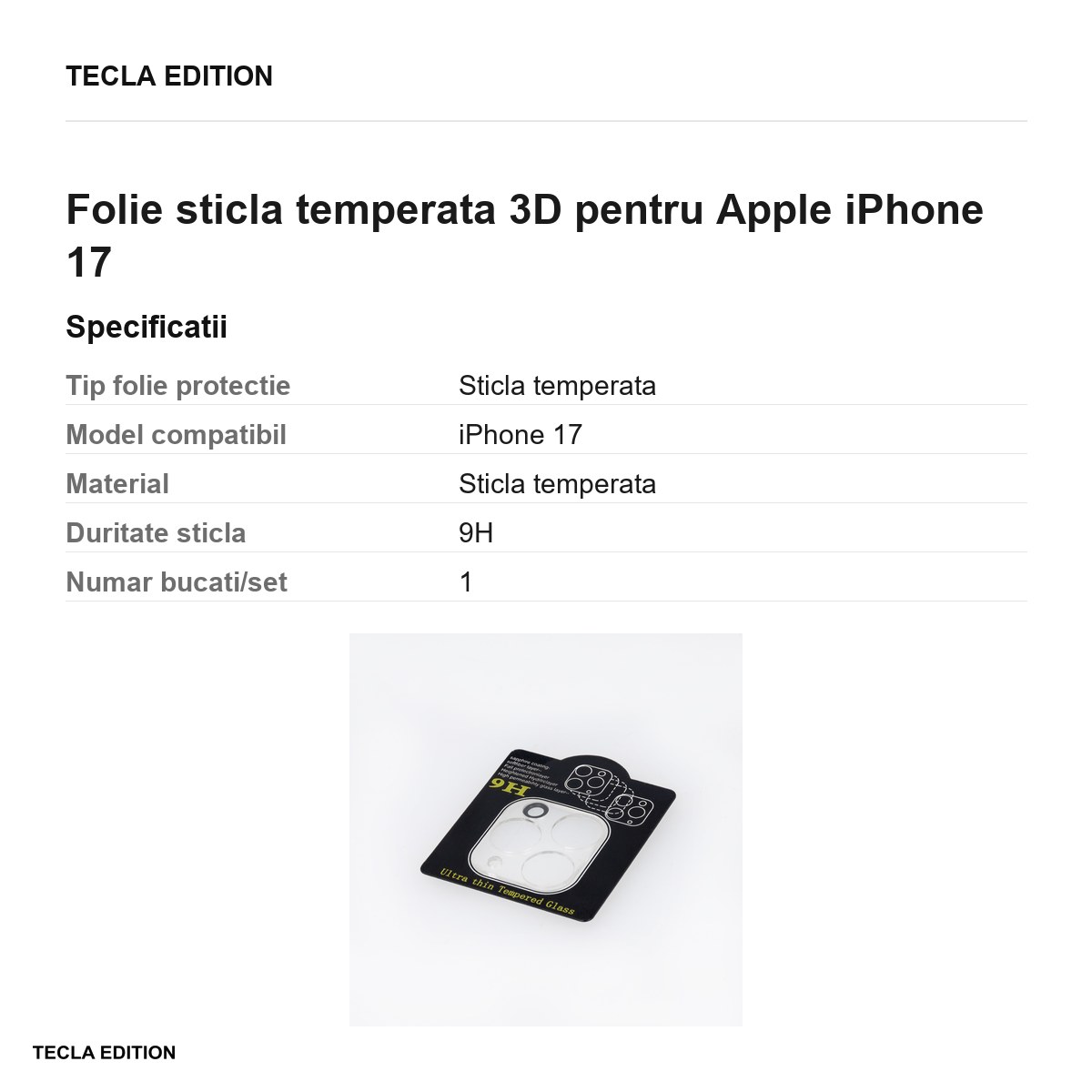 Folie sticla temperata 3D pentru Apple iPhone 17 [2]