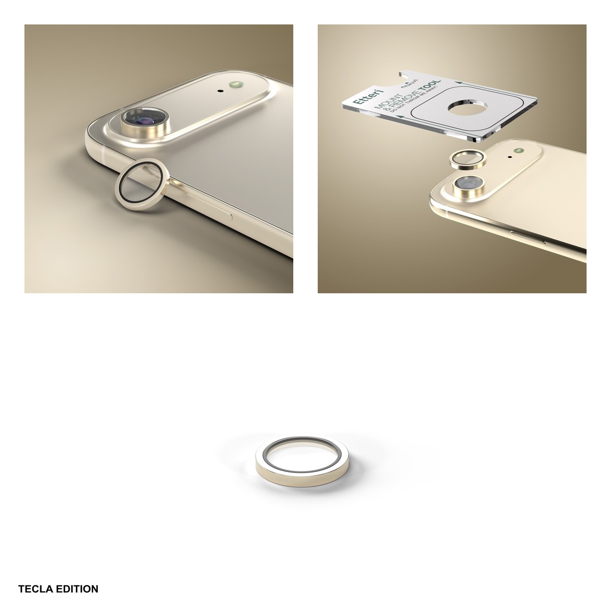 Folie protectie camera Etteri, cu rama aurie, pentru Apple iPhone 17 Air [3]