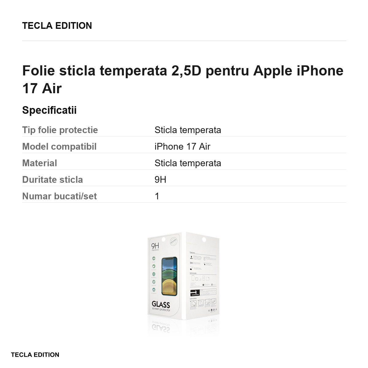 Folie sticla temperata 2,5D pentru Apple iPhone 17 Air [2]