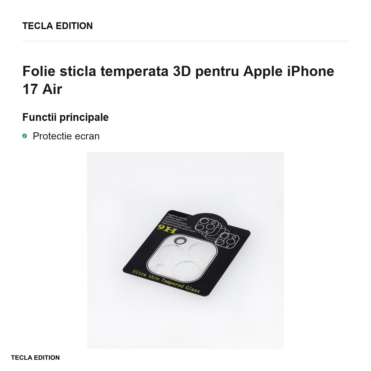 Folie sticla temperata 3D pentru Apple iPhone 17 Air [1]