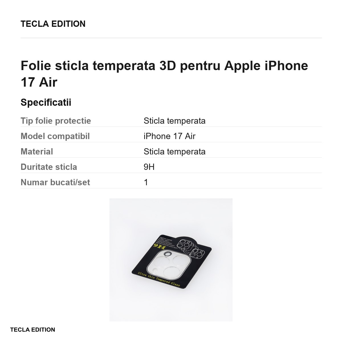Folie sticla temperata 3D pentru Apple iPhone 17 Air [2]