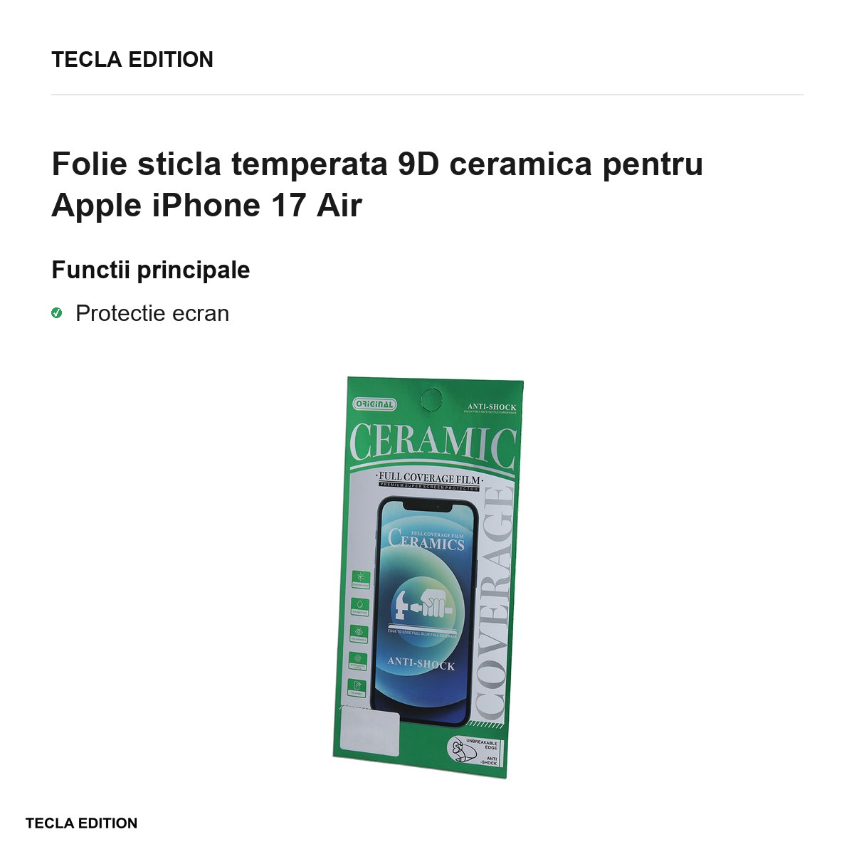 Folie sticla temperata 9D ceramica pentru Apple iPhone 17 Air [1]