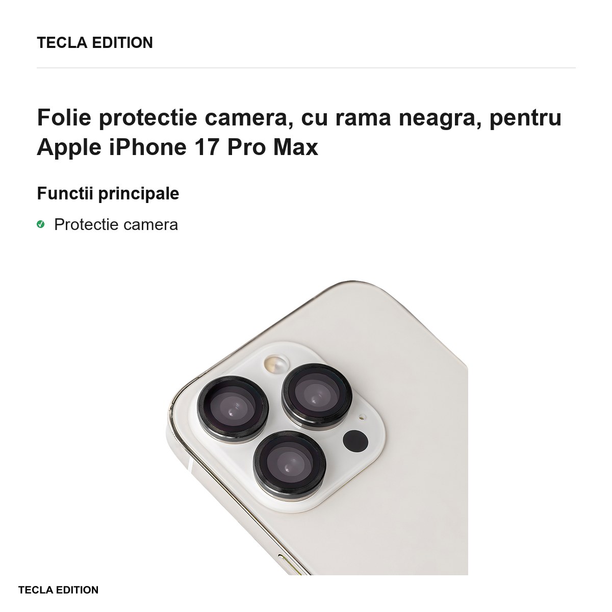 Folie protectie camera, cu rama neagra, pentru Apple iPhone 17 Pro Max [1]