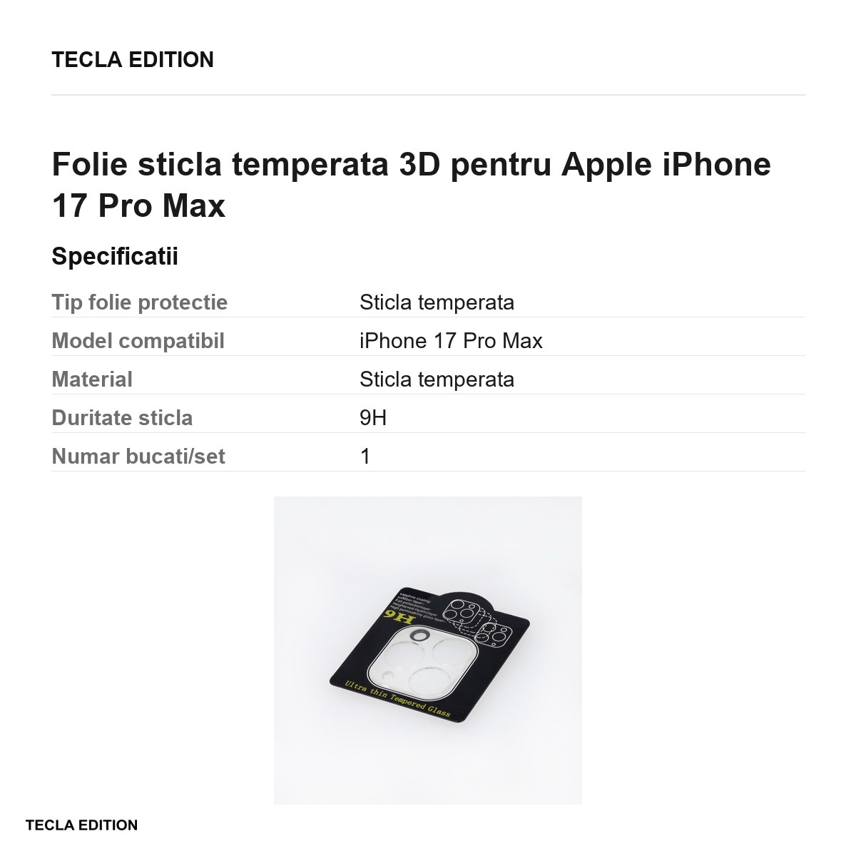 Folie sticla temperata 3D pentru Apple iPhone 17 Pro Max [2]